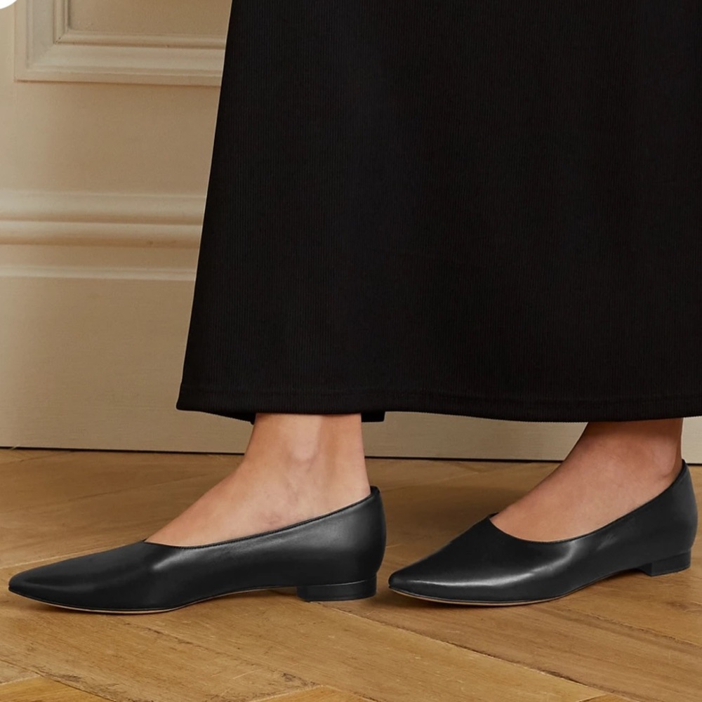 Manolo Blahnik leather flats with dust bag and box